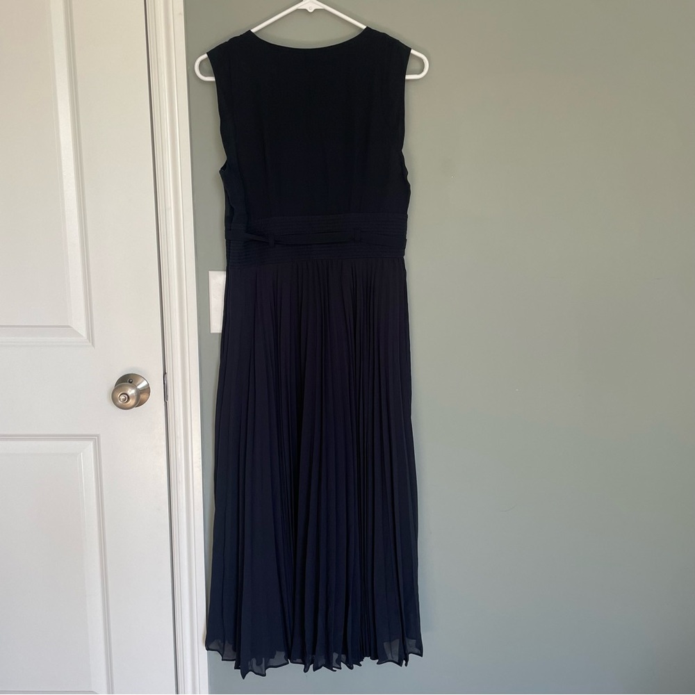 Anthropologie Leifsdottir Navy Merle Silk Pleated Midi Dress - Picture 2 of 12